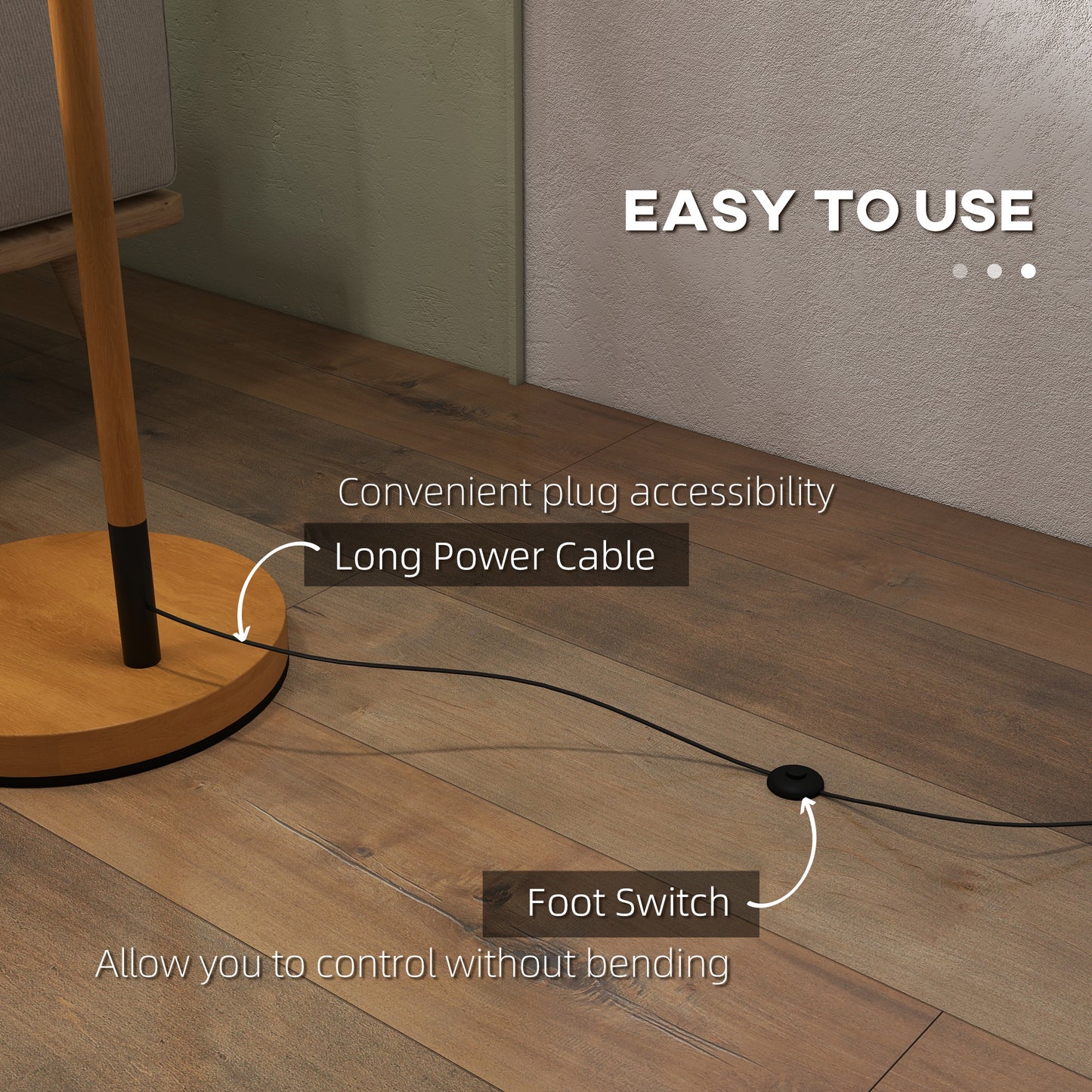HOMCOM Metal Frame Floor Lamp with 350 Degree Rotating Lampshade, for Living Room and Bedroom, LED Bulb Included, Brown