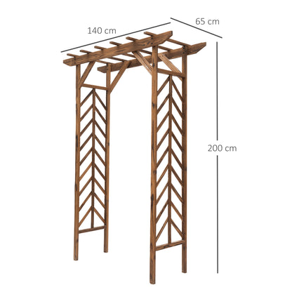 Wooden garden arbor with lattice sides and pergola-style roof, 200 cm tall