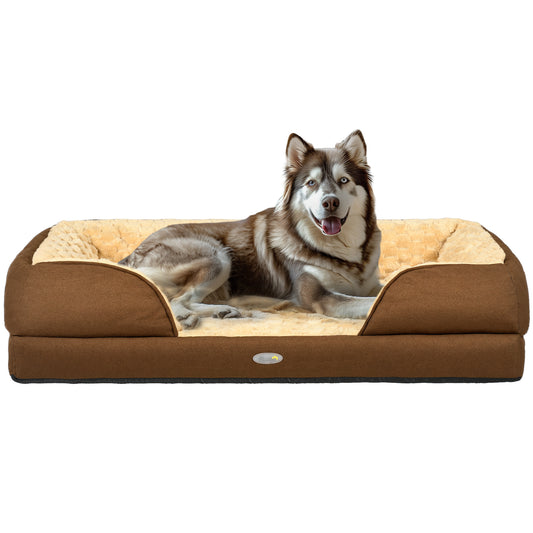 Photo of PawHut Calming Dog Bed Pet Mattress w/ Removable Cover, Anti-Slip Bottom, for Large Dogs, 120L x 80W x 22Hcm - Brown in Brown colour on a white background