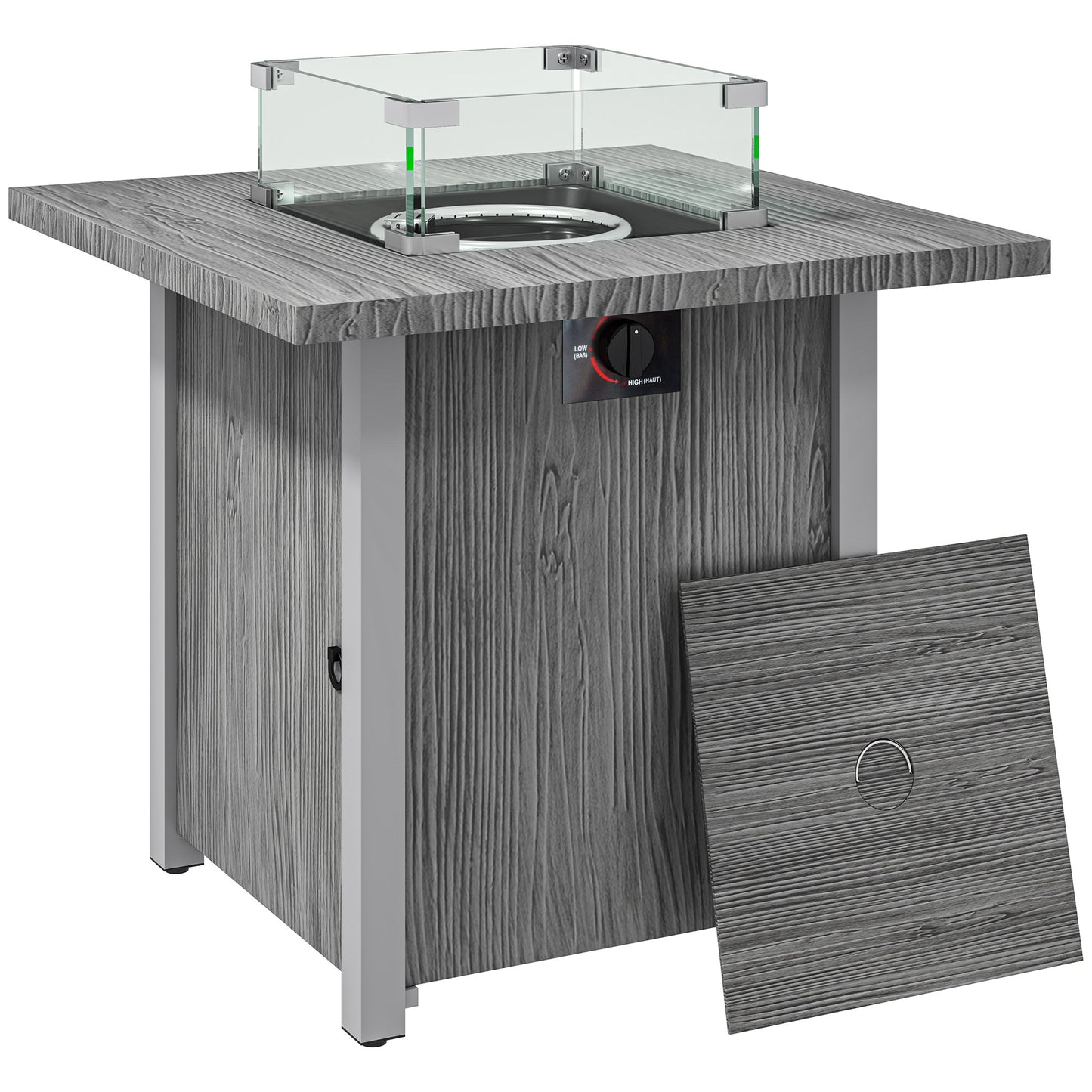 Photo of Outsunny 50,000 BTU Gas Fire Pit Table, with Cover - Dark Grey in Grey colour on a white background
