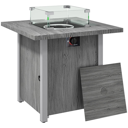 Photo of Outsunny 50,000 BTU Gas Fire Pit Table, with Cover - Dark Grey in Grey colour on a white background