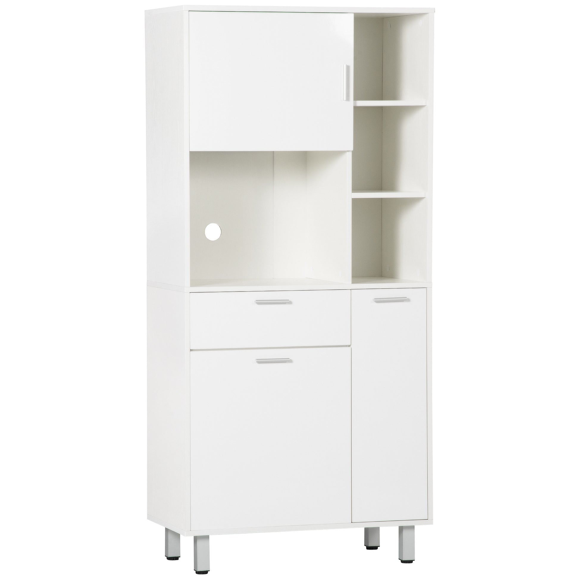 Photo of HOMCOM Kitchen Cupboard, Modern Kitchen Storage Cabinet with Shelves and Drawer, Free Standing Kitchen Sideboard, 166 cm, White in White colour on a white background