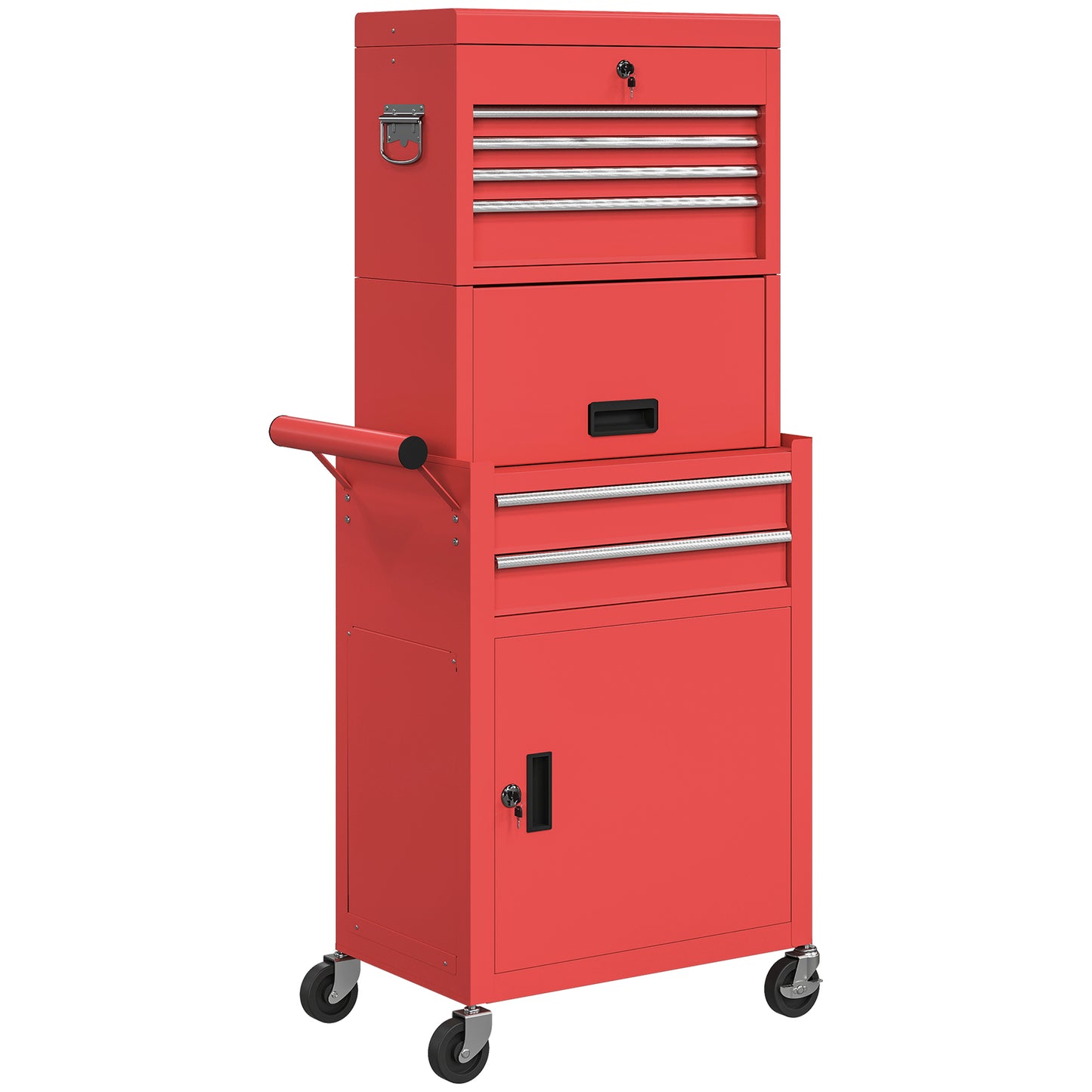Photo of HOMCOM Three-Part Steel Locking Tool Chest - Red in Red colour on a white background