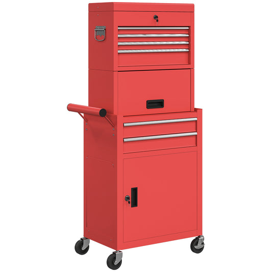 Photo of HOMCOM Three-Part Steel Locking Tool Chest - Red in Red colour on a white background