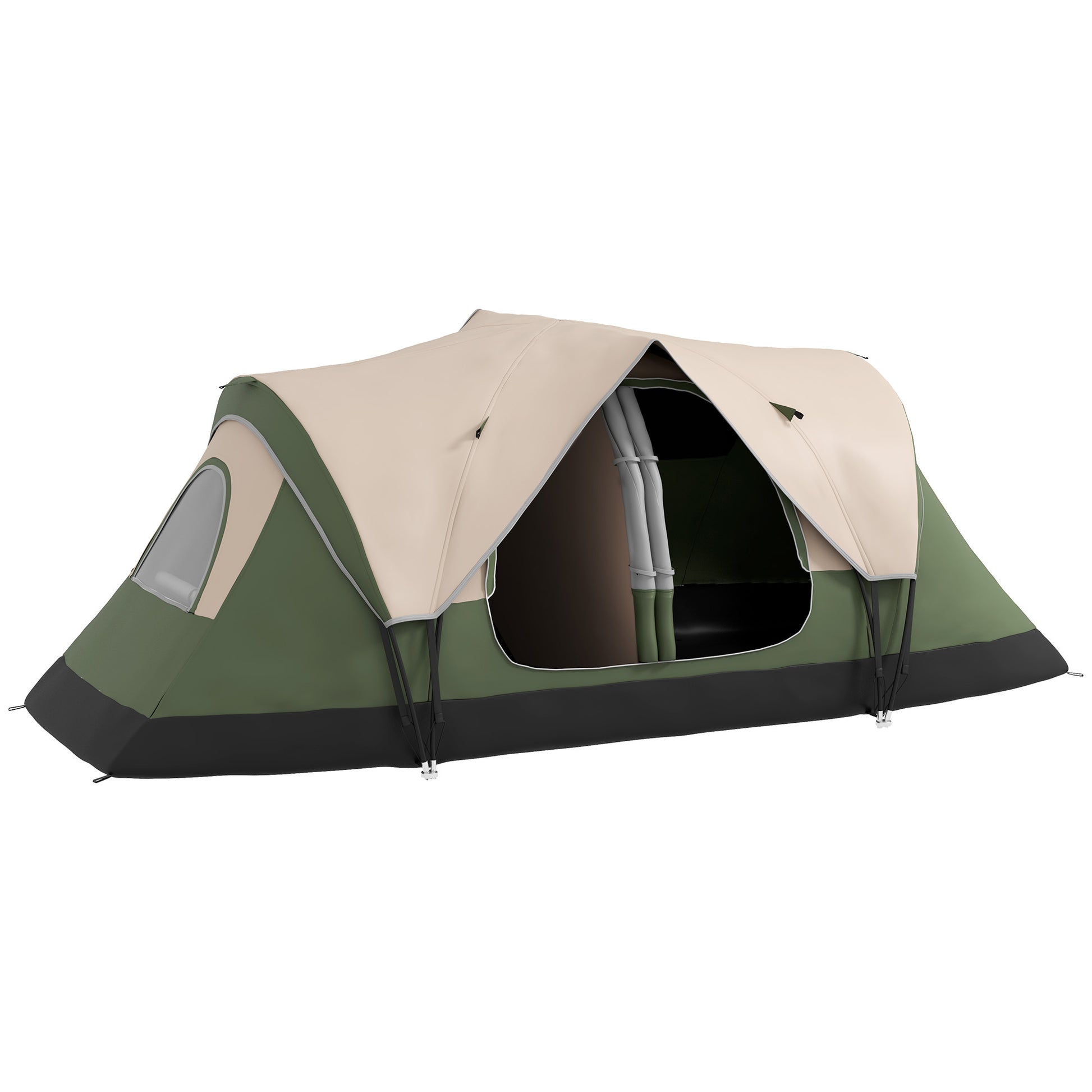 Photo of Outsunny Camping Tent for 6-8 Man with 2000mm Waterproof Rainfly and Carry Bag for Fishing Hiking Festival, Dark Green in Green colour on a white background