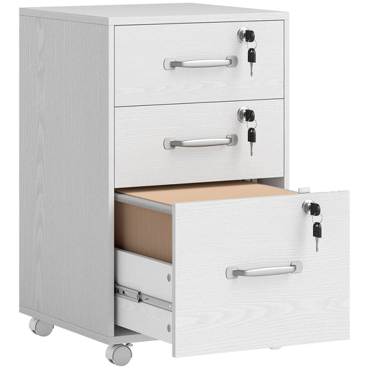 Photo of HOMCOM Three Drawer Wood-Effect Filing Cabinet - White in White colour on a white background