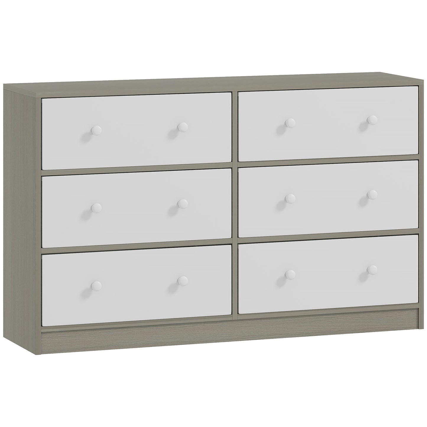 Photo of HOMCOM Chest of Drawers, Dresser with 6 Fabric Drawers - White and Grey in Grey colour on a white background