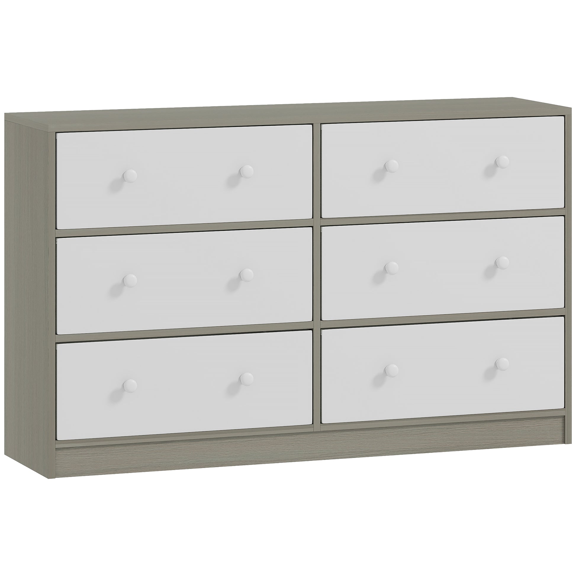 Photo of HOMCOM Chest of Drawers, Dresser with 6 Fabric Drawers - White and Grey in Grey colour on a white background
