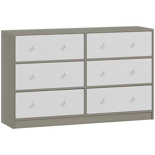 Photo of HOMCOM Chest of Drawers, Dresser with 6 Fabric Drawers - White and Grey in Grey colour on a white background