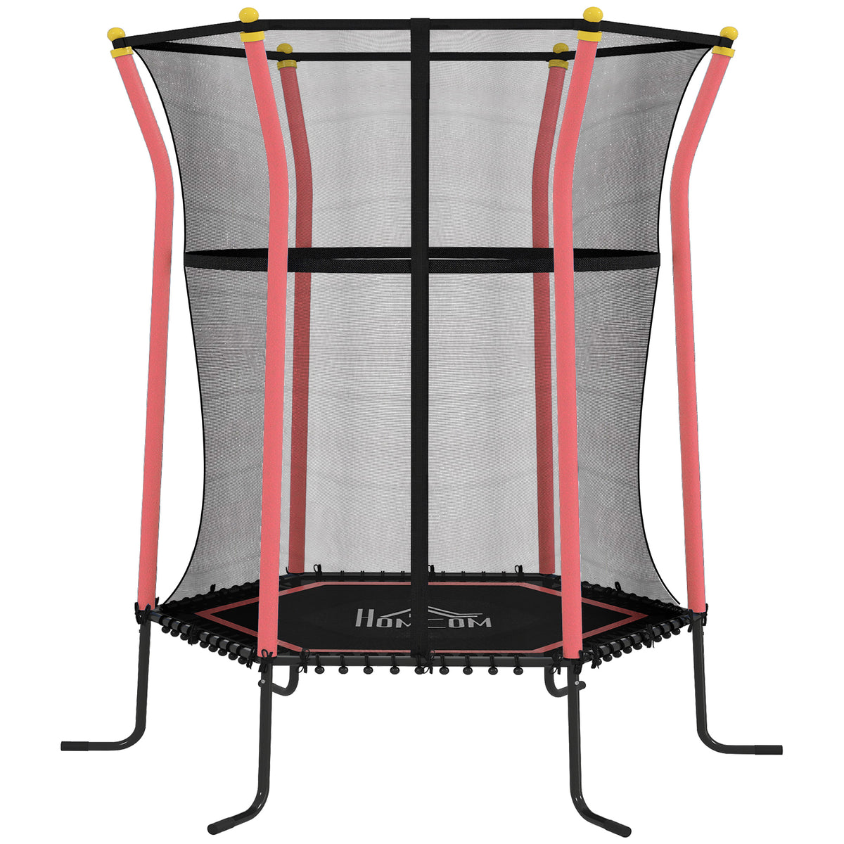 Photo of HOMCOM Kids Trampoline Mini Bouncer with Enclosure Safety Net For Ages 3-10 Years - Red in Red colour on a white background