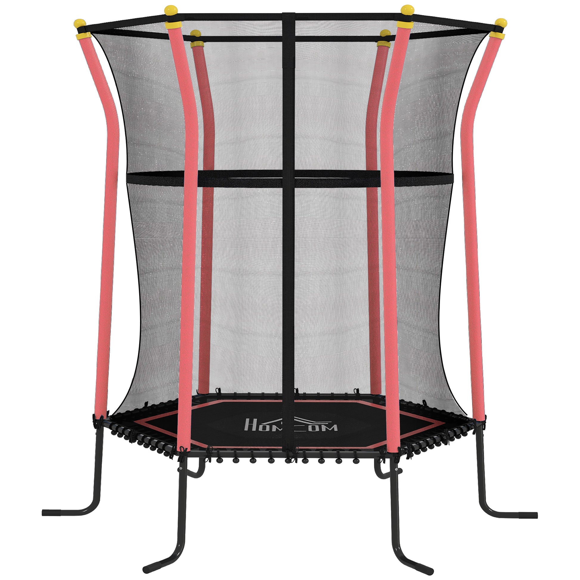 Photo of HOMCOM Kids Trampoline Mini Bouncer with Enclosure Safety Net For Ages 3-10 Years - Red in Red colour on a white background