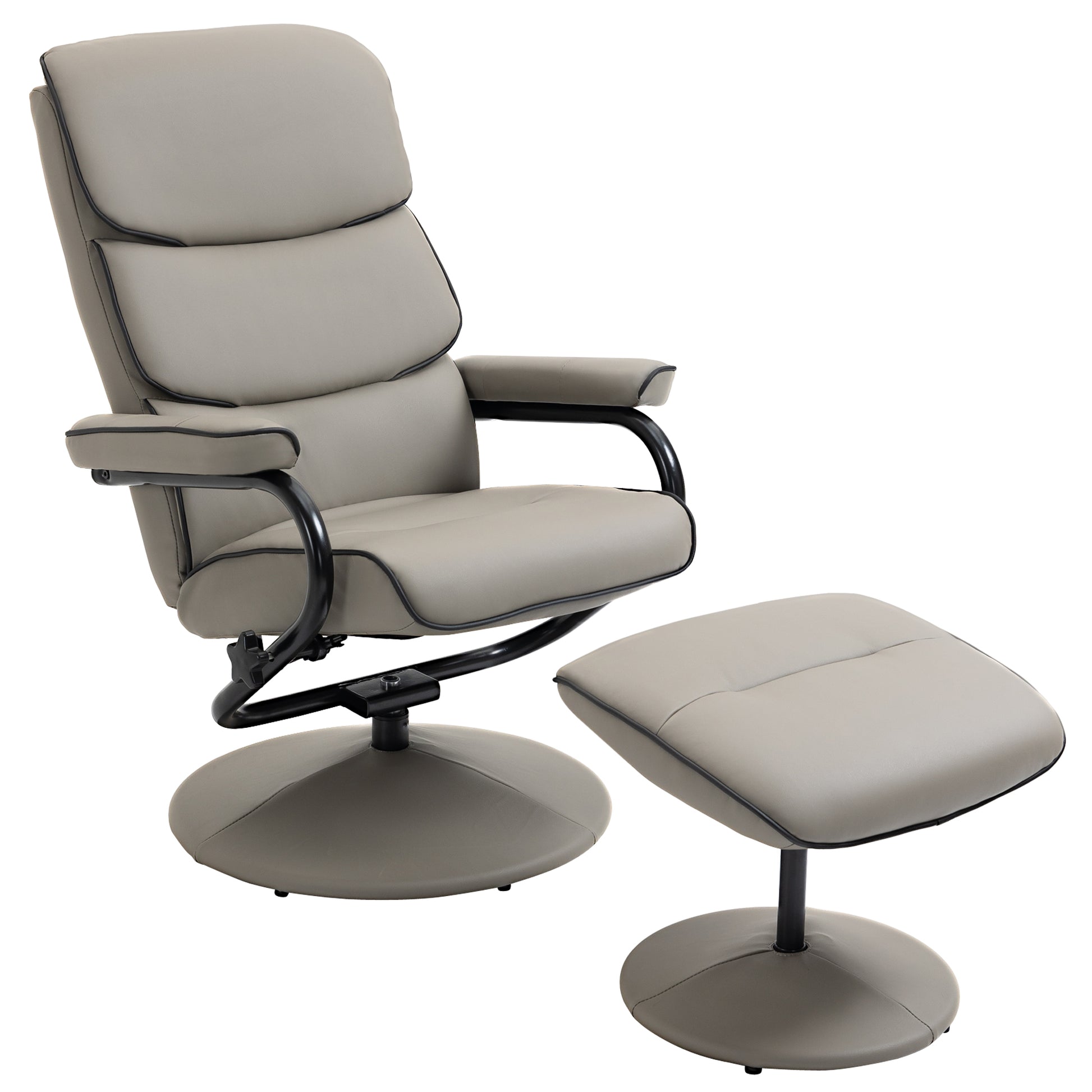 Photo of HOMCOM Recliner Chair with Ottoman 360° Swivel Faux Leather High Back Armchair w/ Footrest Stool for Home Office in Office colour on a white background