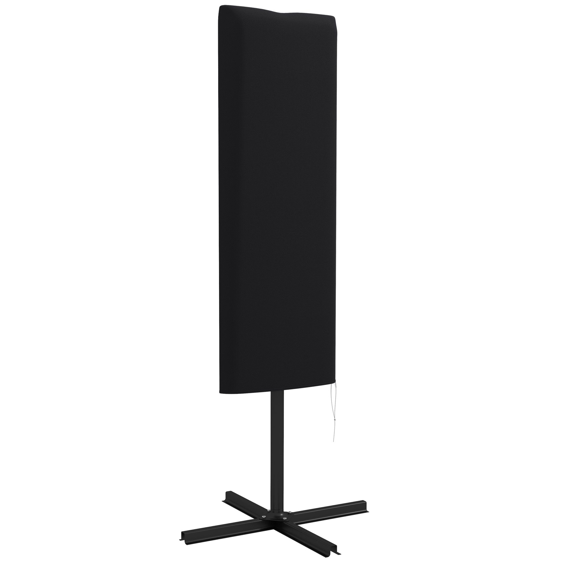 Photo of Outsunny Garden Parasol Cover, Outdoor Patio Umbrella Protector Weatherproof Garden Patio with Rod, Zipper for 2-4.6m Parasol, Φ60 x 160cm, Black in Black colour on a white background