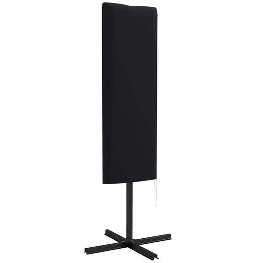 Photo of Outsunny Garden Parasol Cover, Outdoor Patio Umbrella Protector Weatherproof Garden Patio with Rod, Zipper for 2-4.6m Parasol, Φ60 x 160cm, Black in Black colour on a white background