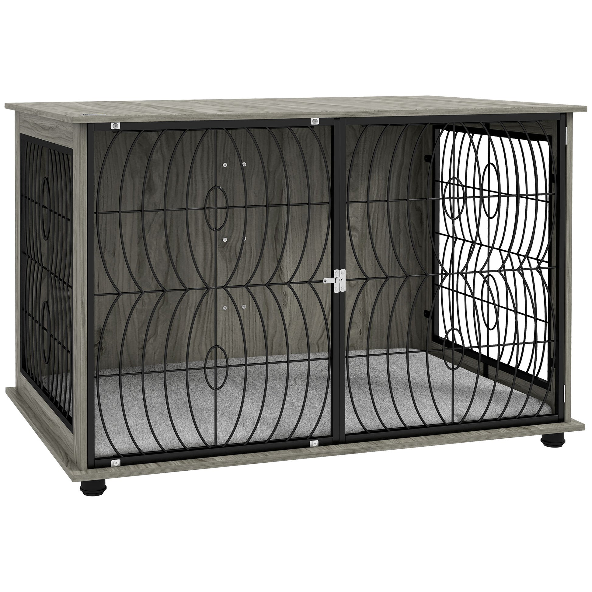 Photo of PawHut 46.46'' Dog Crate Furniture End Table w/ Plush Washable Cushion, Lockable Door, for Extra Large Dogs in Dogs colour on a white background