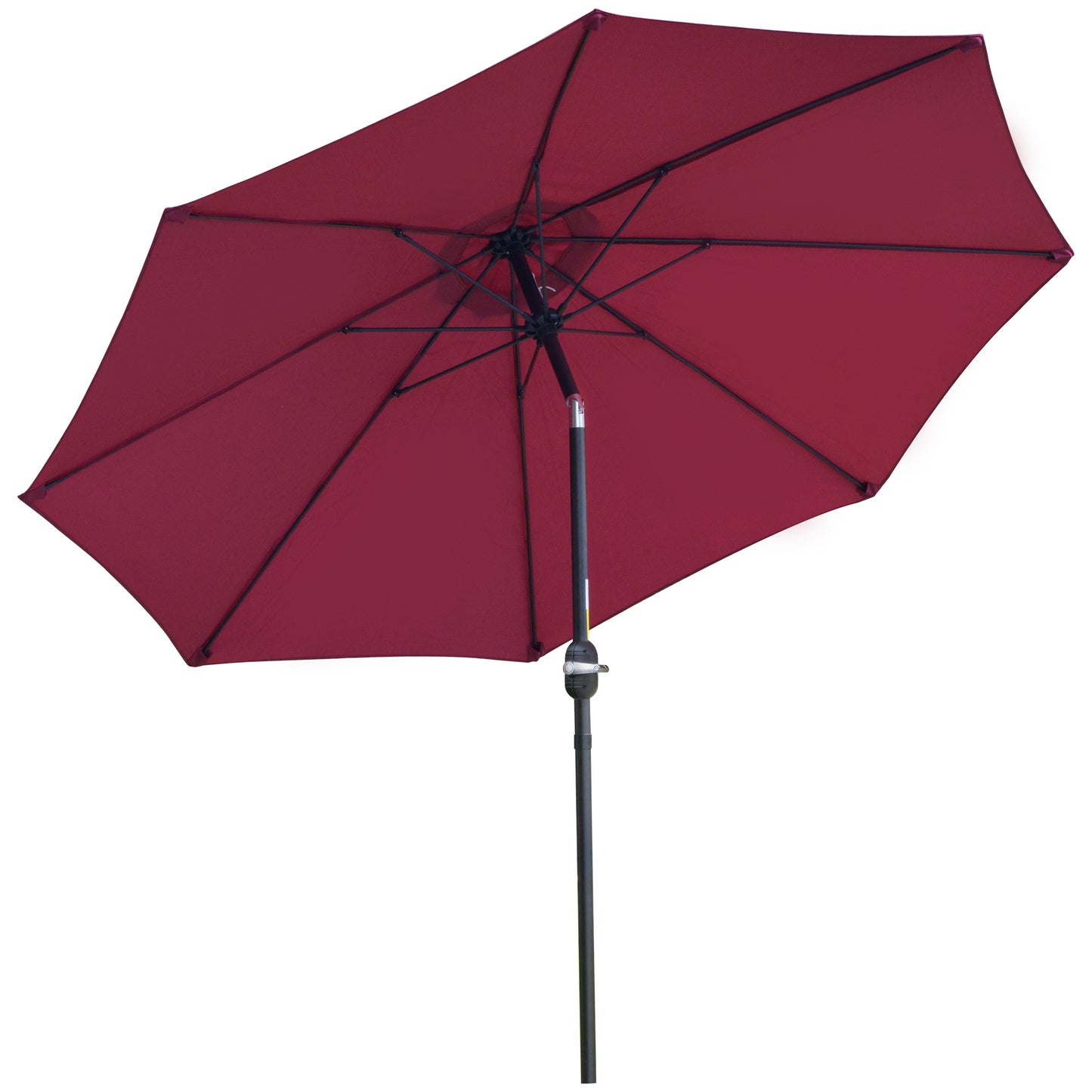 Photo of Outsunny 2.7M Garden Parasol Umbrella with Glass Fibre Ribs and Aluminium Frame, Tilting Sun Shade Shelter Canopy, Wine Red in Red colour on a white background
