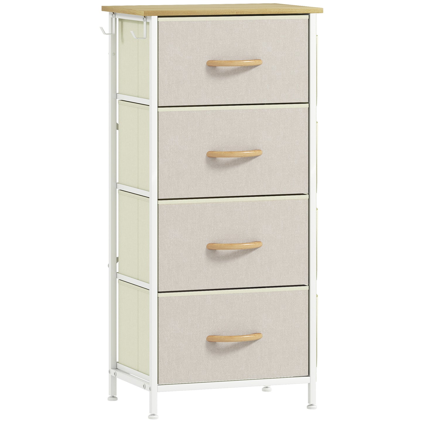 Photo of HOMCOM Chest of Four Fabric Drawers - Beige in Beige colour on a white background