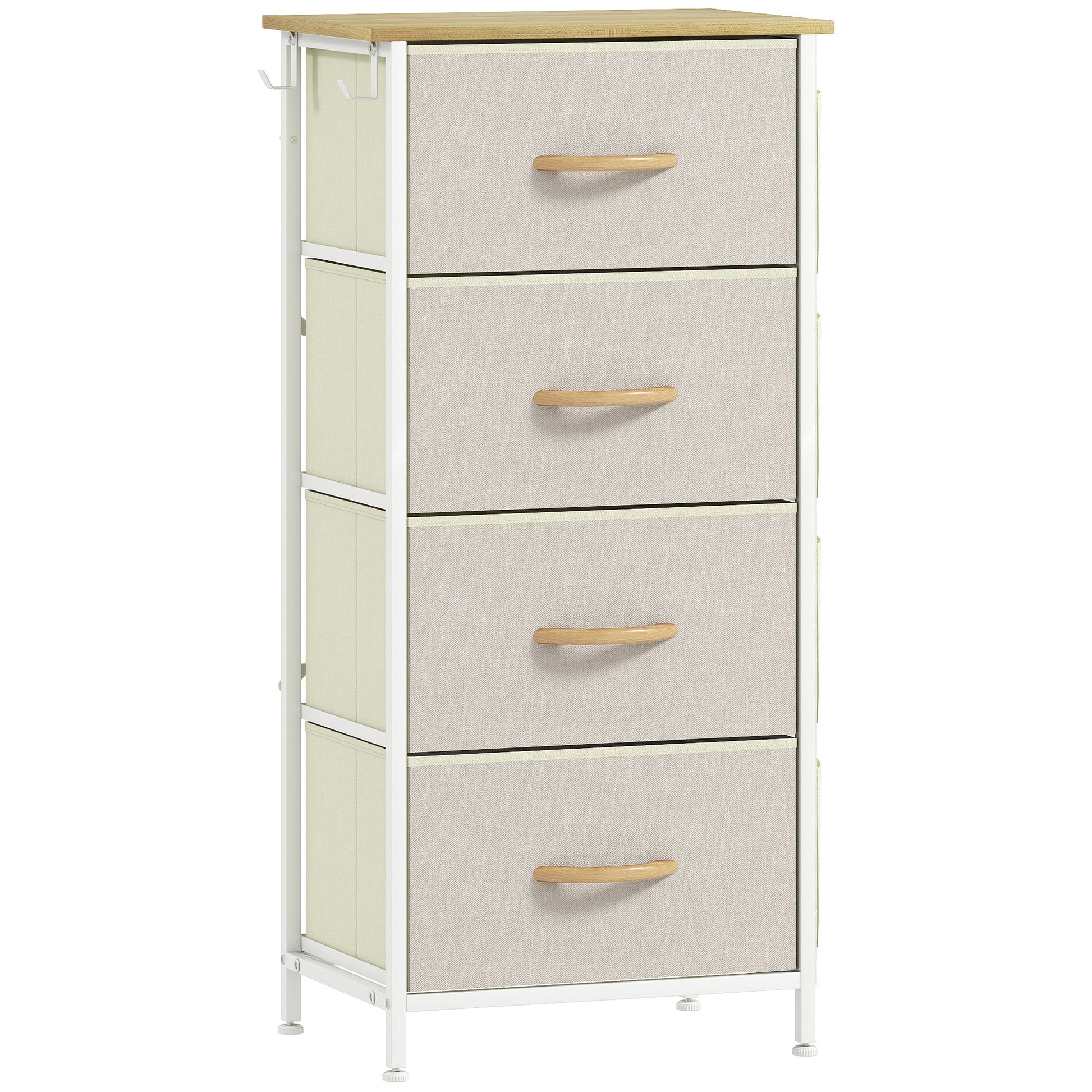 Photo of HOMCOM Chest of Four Fabric Drawers - Beige in Beige colour on a white background