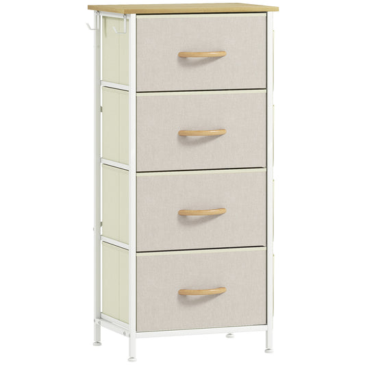 Photo of HOMCOM Chest of Four Fabric Drawers - Beige in Beige colour on a white background