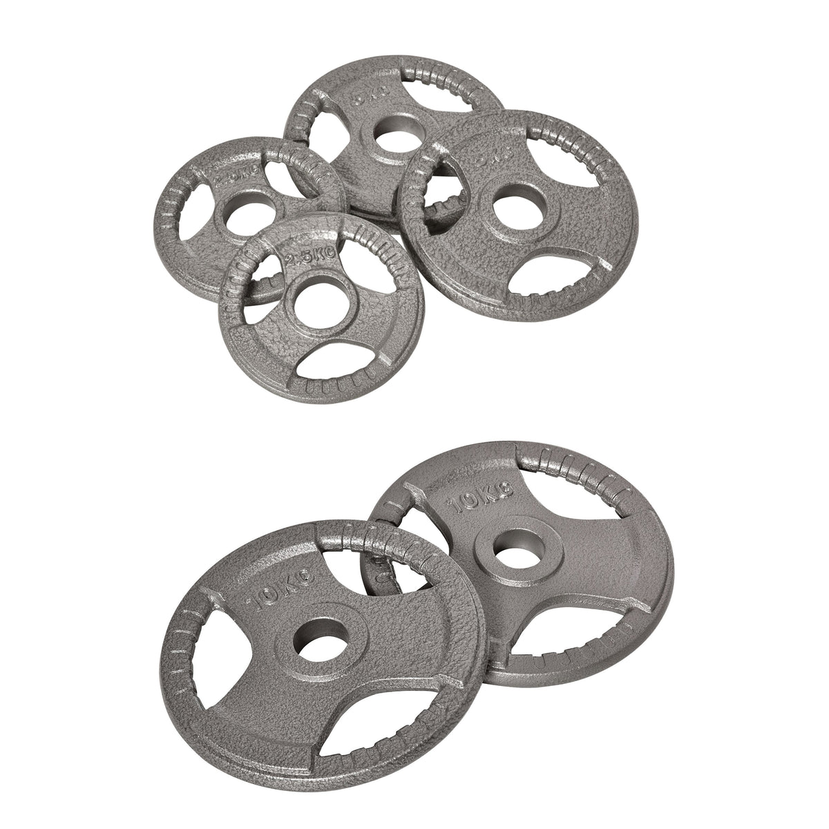 Photo of HOMCOM Set of 6 Cast Iron Olympic Weight for 2"/5cm Hole Dumbbell Handle Bar 35kg Dumbbell Plates Barbell Weight 2 x 5kg, 2 x 2.5kg, 2 x 10kg in 10kg colour on a white background