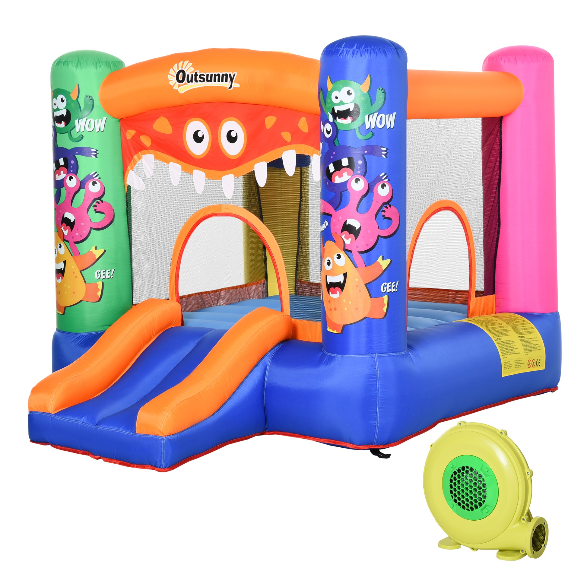 Photo of Outsunny Bouncy Castle Inflatable Basket Trampoline Slide Monster Design 180 x 250 x 175 (CM) in (CM) colour on a white background