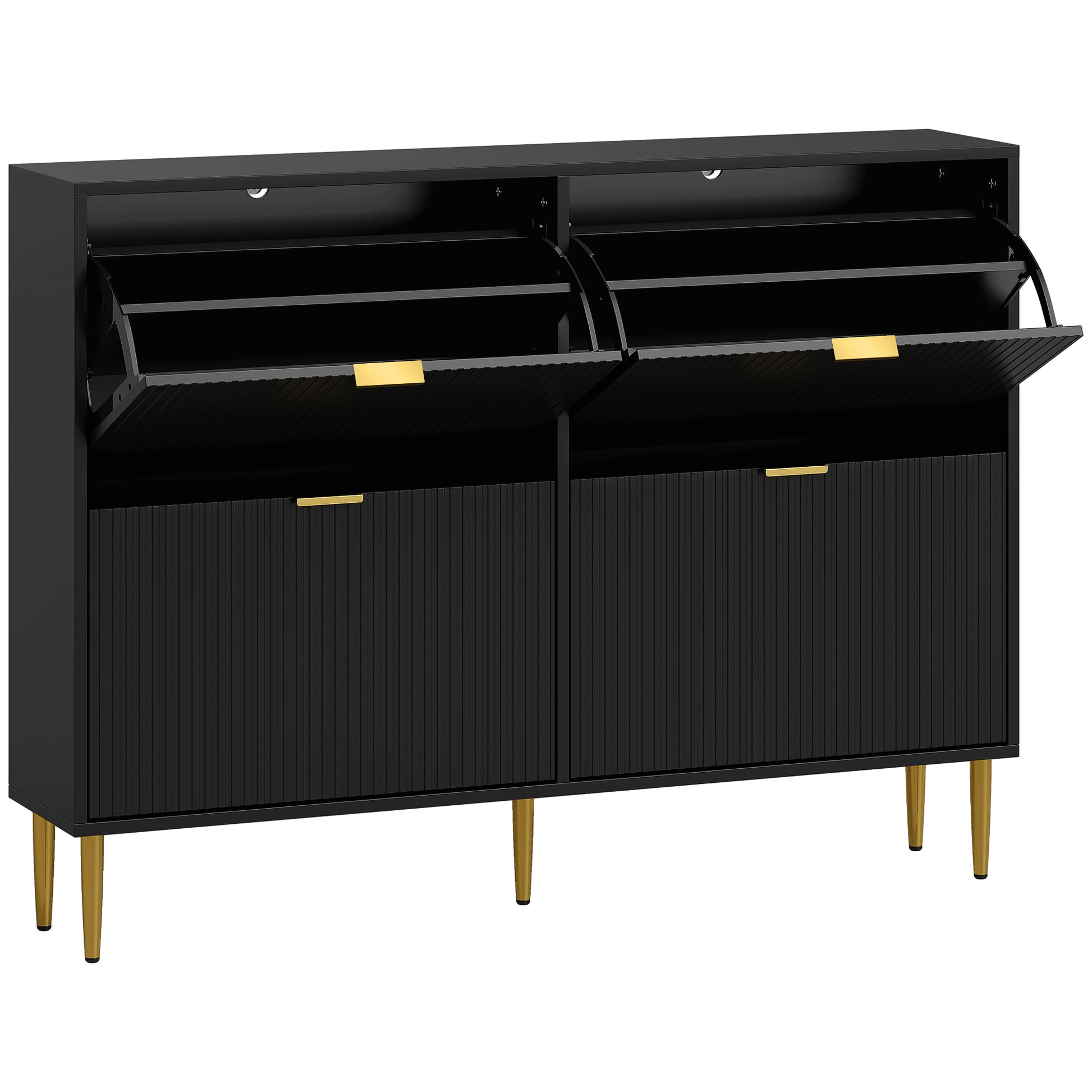 Photo of HOMCOM Elegant Four-Drawer Shoe Cabinet - Black in Black colour on a white background