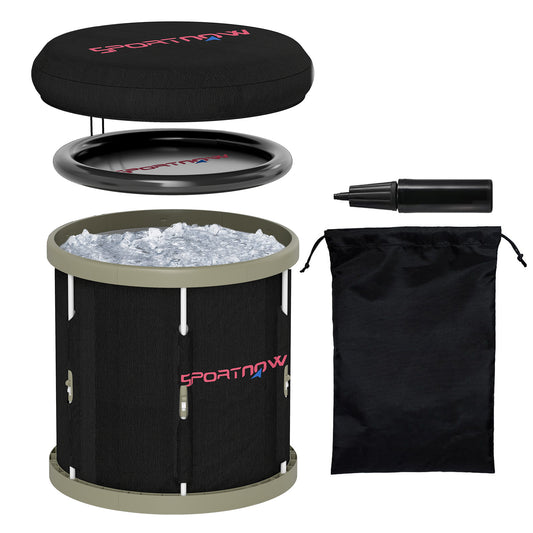 Photo of SPORTNOW 210L Outdoor Ice Bath Tub, with Lid, Cover, Carry Bag, Black in Black colour on a white background