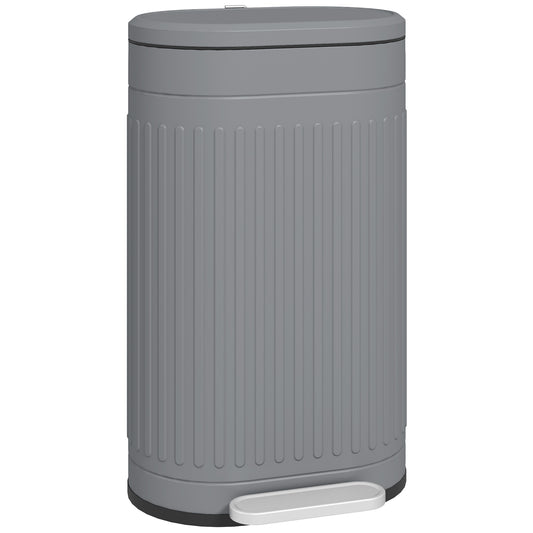 Photo of HOMCOM 30L Metal Kitchen Bin, with Soft-Close Lid - Grey in Grey colour on a white background