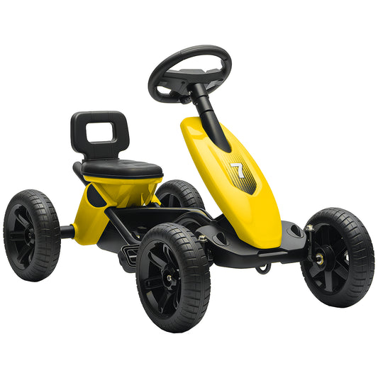 Photo of AIYAPLAY Pedal Go Kart for Kids 2-5 Years, with Silent EVA Wheels, Metal Frame, Yellow in Yellow colour on a white background