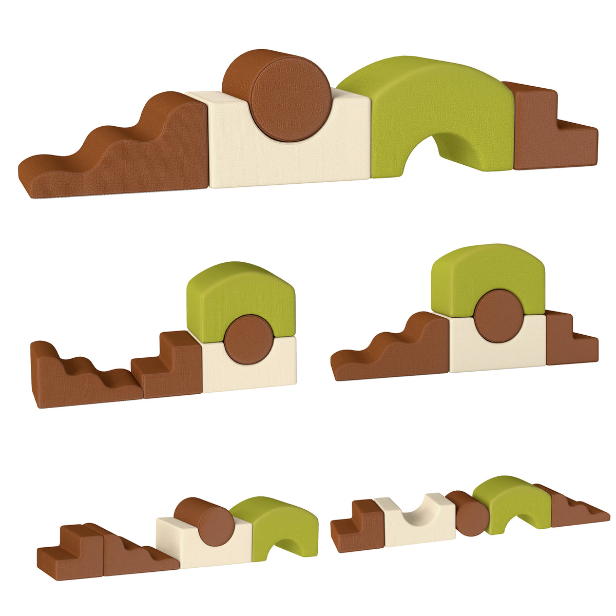 Photo of AIYAPLAY Toddlers Climbing Toys, 5-Piece Foam Climbing Blocks with Non-Slip Bottom, Washable Cover for Crawling or Building in Building colour on a white background