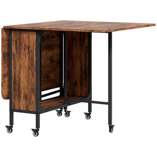 Photo of HOMCOM Six-Person Drop Leaf Dining Table - Rustic Brown/Black in Brown/Black colour on a white background
