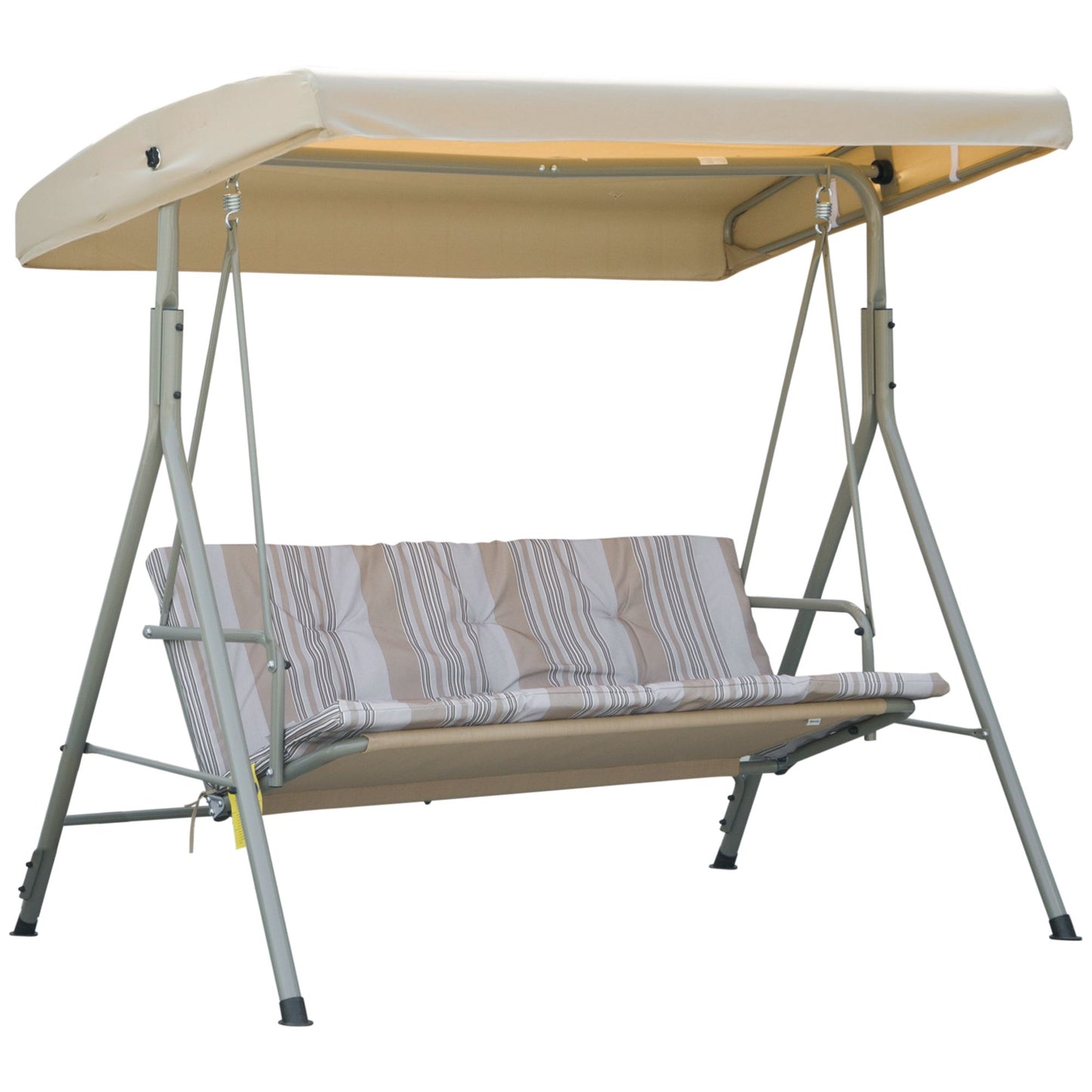 Photo of Outsunny Three-Seater Garden Swing Seat - Light Brown in Brown colour on a white background