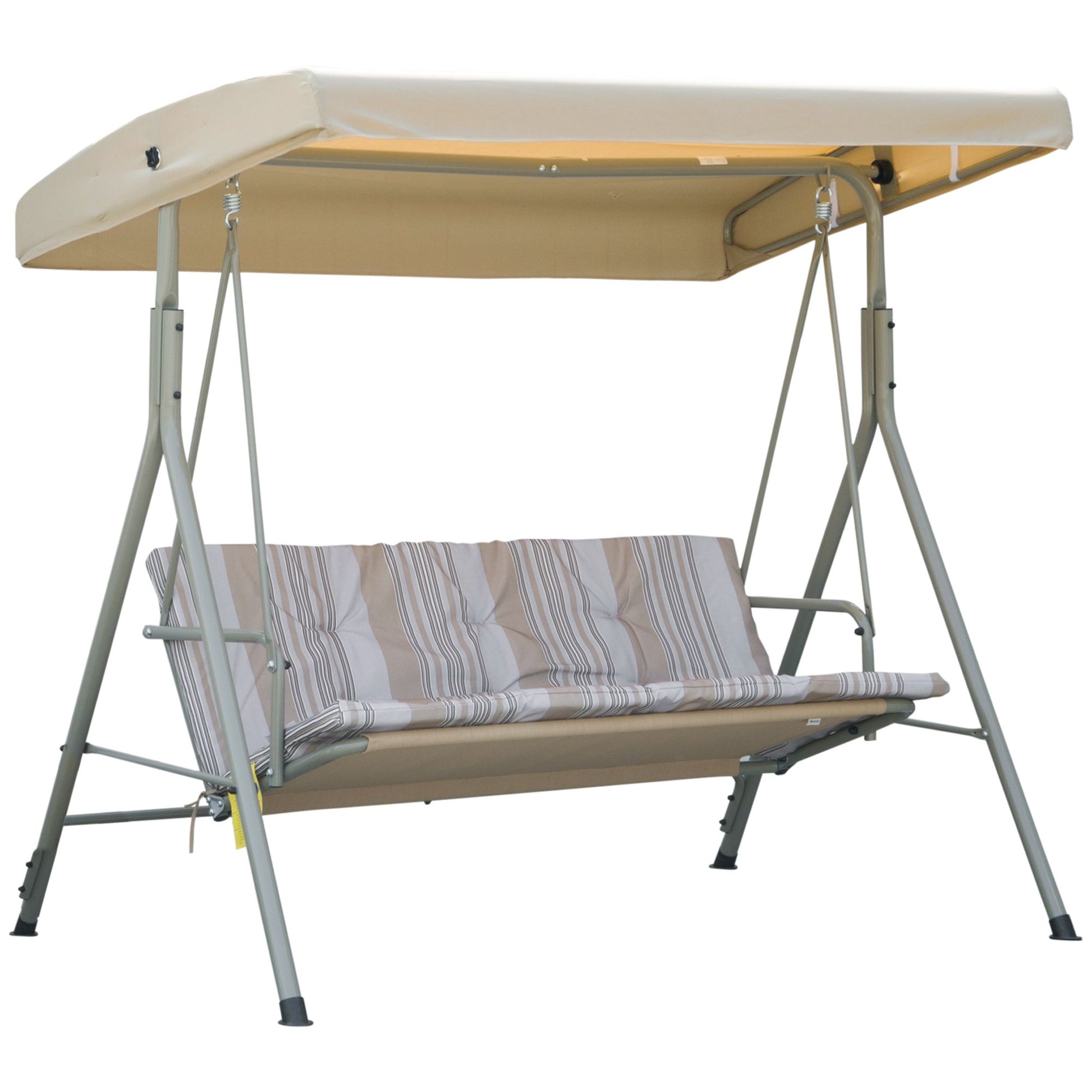 Photo of Outsunny Three-Seater Garden Swing Seat - Light Brown in Brown colour on a white background