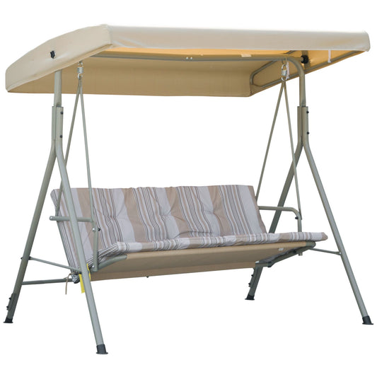 Photo of Outsunny Three-Seater Garden Swing Seat - Light Brown in Brown colour on a white background