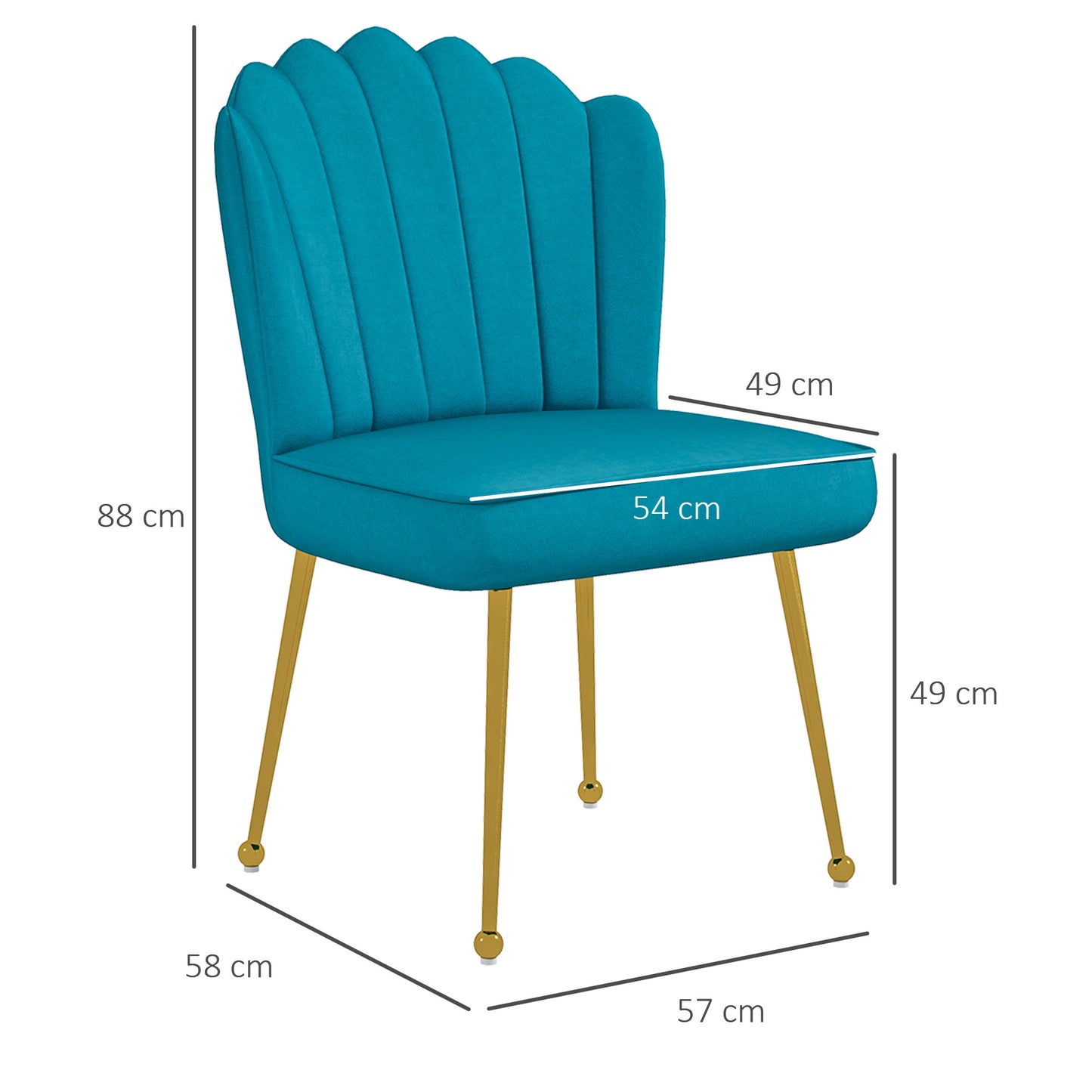 Set of 2 Velvet-Feel Shell Accent Chair - Blue