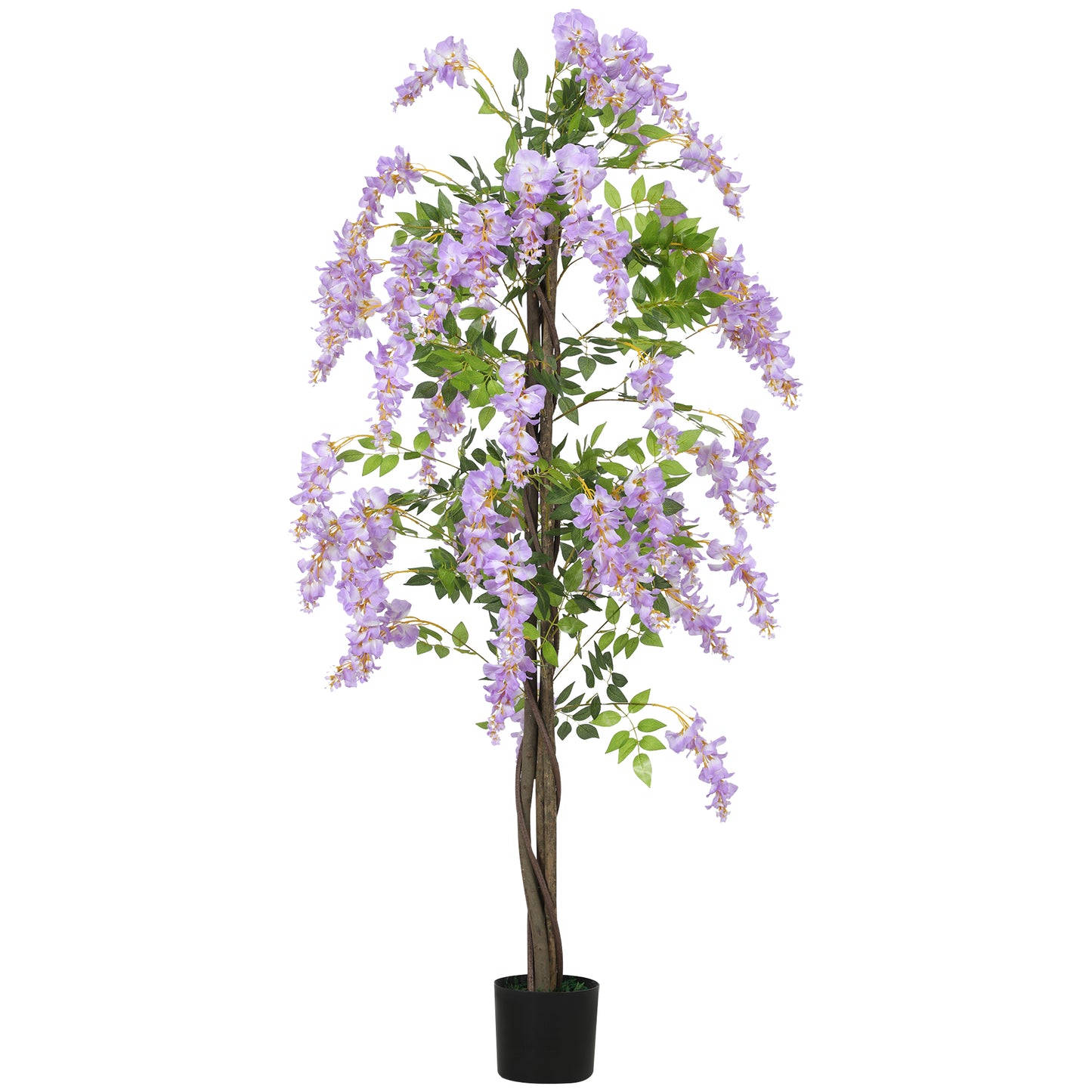 Photo of HOMCOM 180cm Ficus Artificial Tree, Fake Wisteria Tree in Nursery Pot, Indoor Greenery Tall Faux Floor Plant for Living Room Office Decor, Purple in Purple colour on a white background
