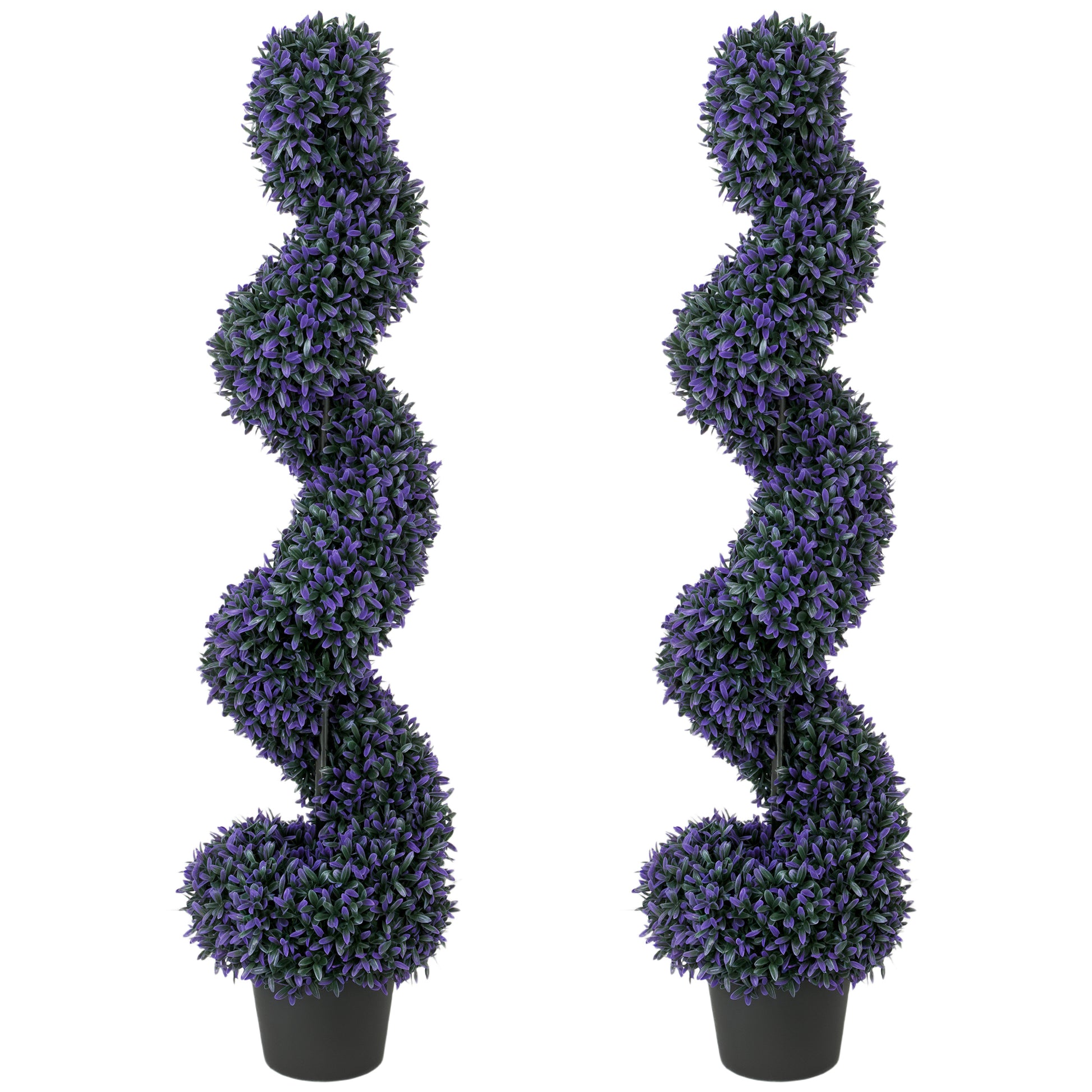 Photo of HOMCOM Decorative Artificial Plants Set of 2, UV Resistant Fake Plants in Pot for Indoor Outdoor Decor, 120 cm, Purple in Purple colour on a white background