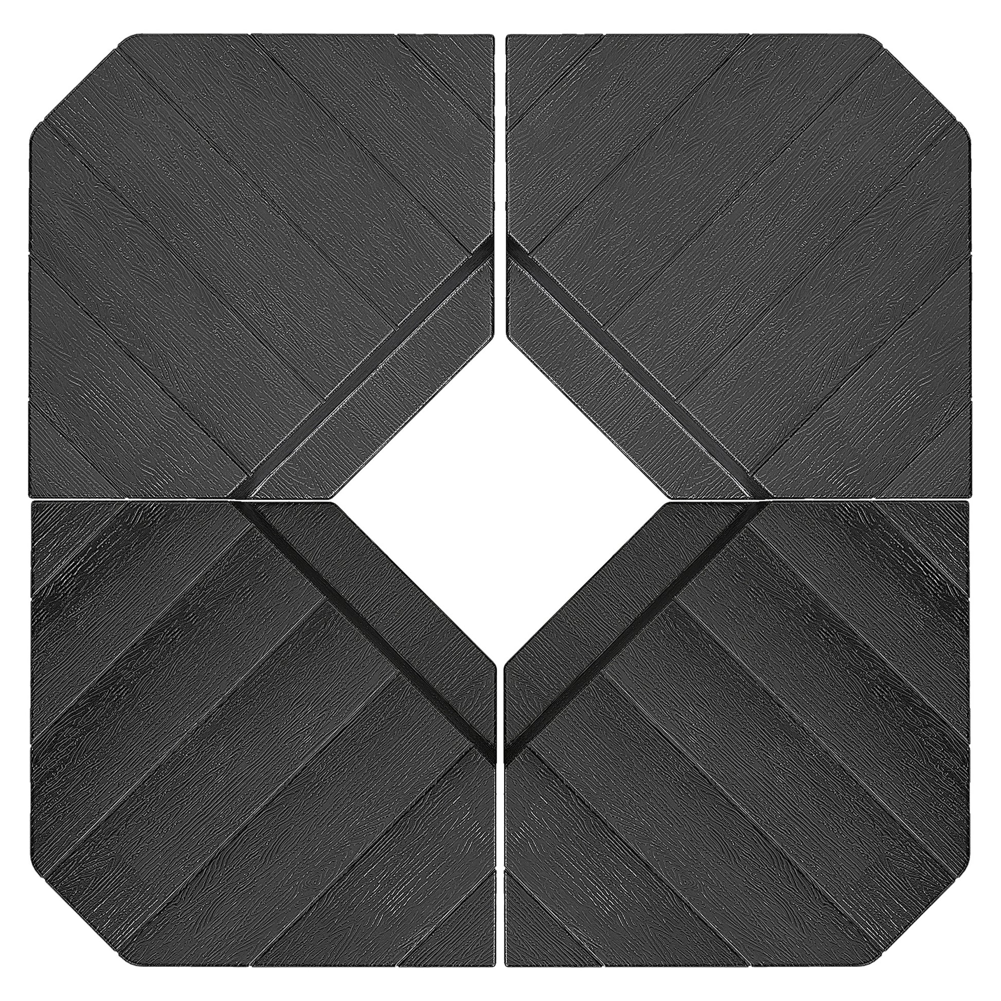 Photo of Outsunny Umbrella Weights for Cantilever Parasols, Set of 4 Heavy Duty Parasol Base Stand Weights, 80kg Sand or 60kg Water Filled, Black in Black colour on a white background