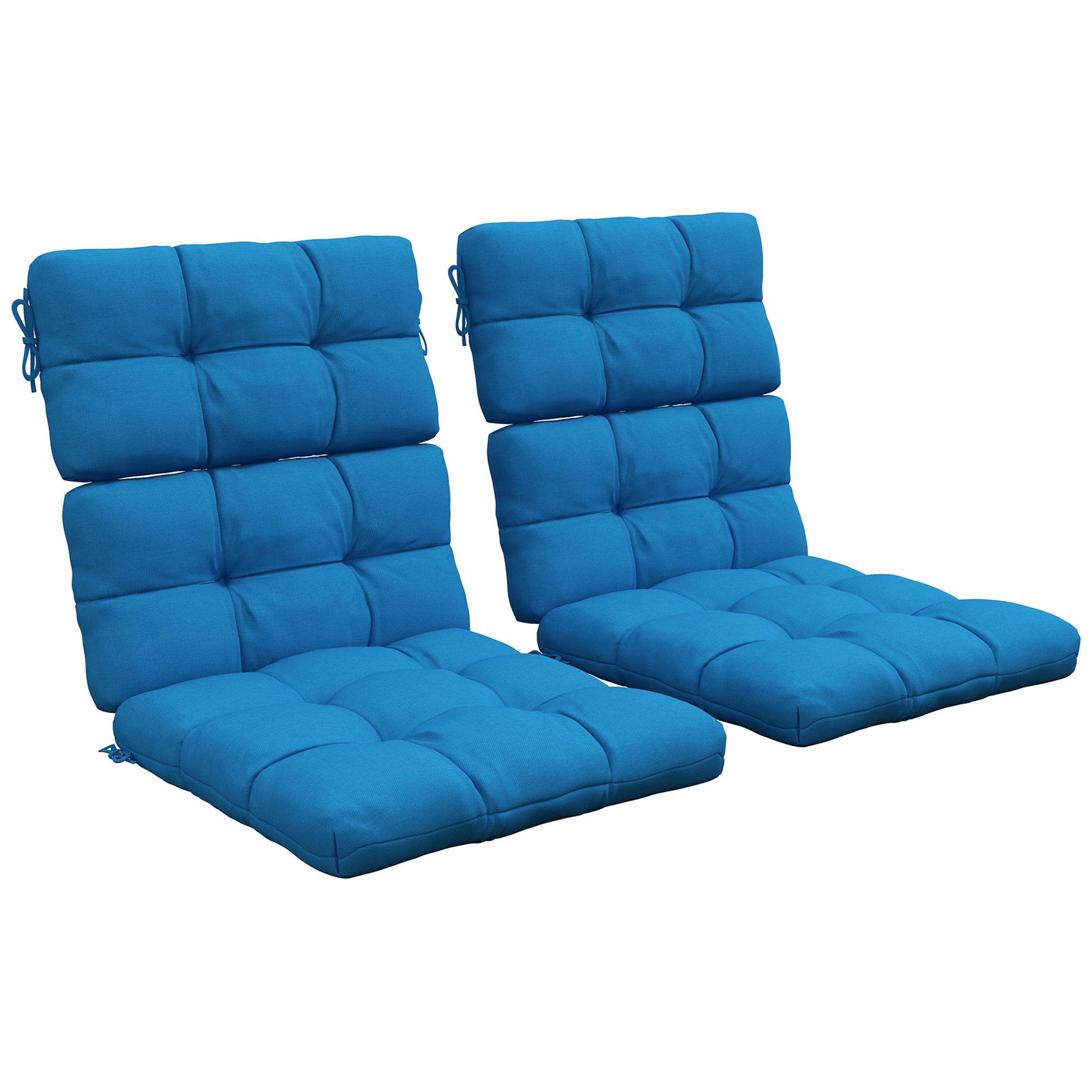 Photo of Outsunny 2-Piece Seat Cushion Replacement with Backrest, Garden Patio Chair Cushions Set with Ties, Blue in Blue colour on a white background