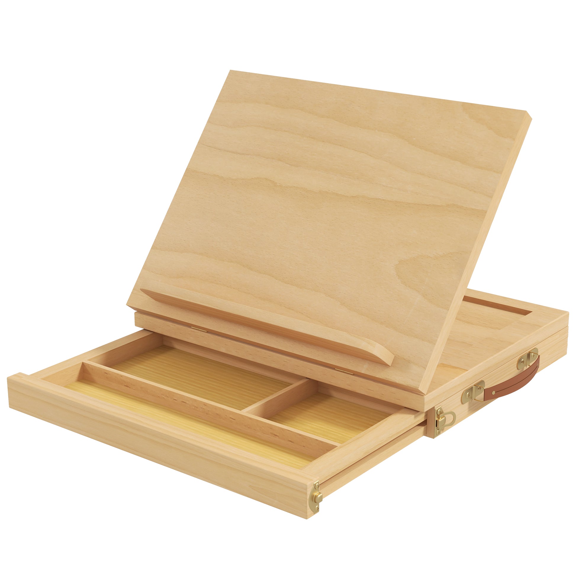 Photo of Vinsetto Wooden Table Easel Box with Storage Portable Folding Artist Easel, Natural in Natural colour on a white background