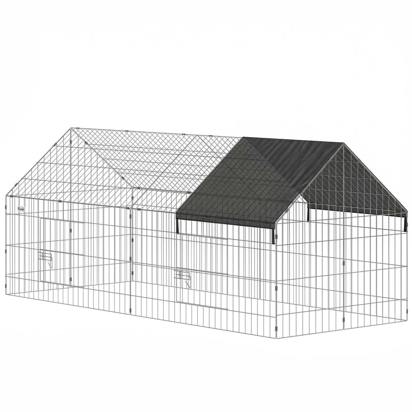 Photo of PawHut Rabbit Run with Protective Cover for  Small Animals, Chickens, Guinea Pigs, Tortoises, 180 x 75 x 75 cm, Black in Black colour on a white background