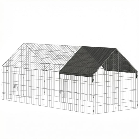 Photo of PawHut Rabbit Run with Protective Cover for  Small Animals, Chickens, Guinea Pigs, Tortoises, 180 x 75 x 75 cm, Black in Black colour on a white background
