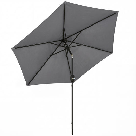 Photo of Outsunny 2.6 m Garden Parasol Umbrella with Aluminium Pole, Outdoor Patio Umbrella with Tilt and Crank, Vent, Grey in Grey colour on a white background