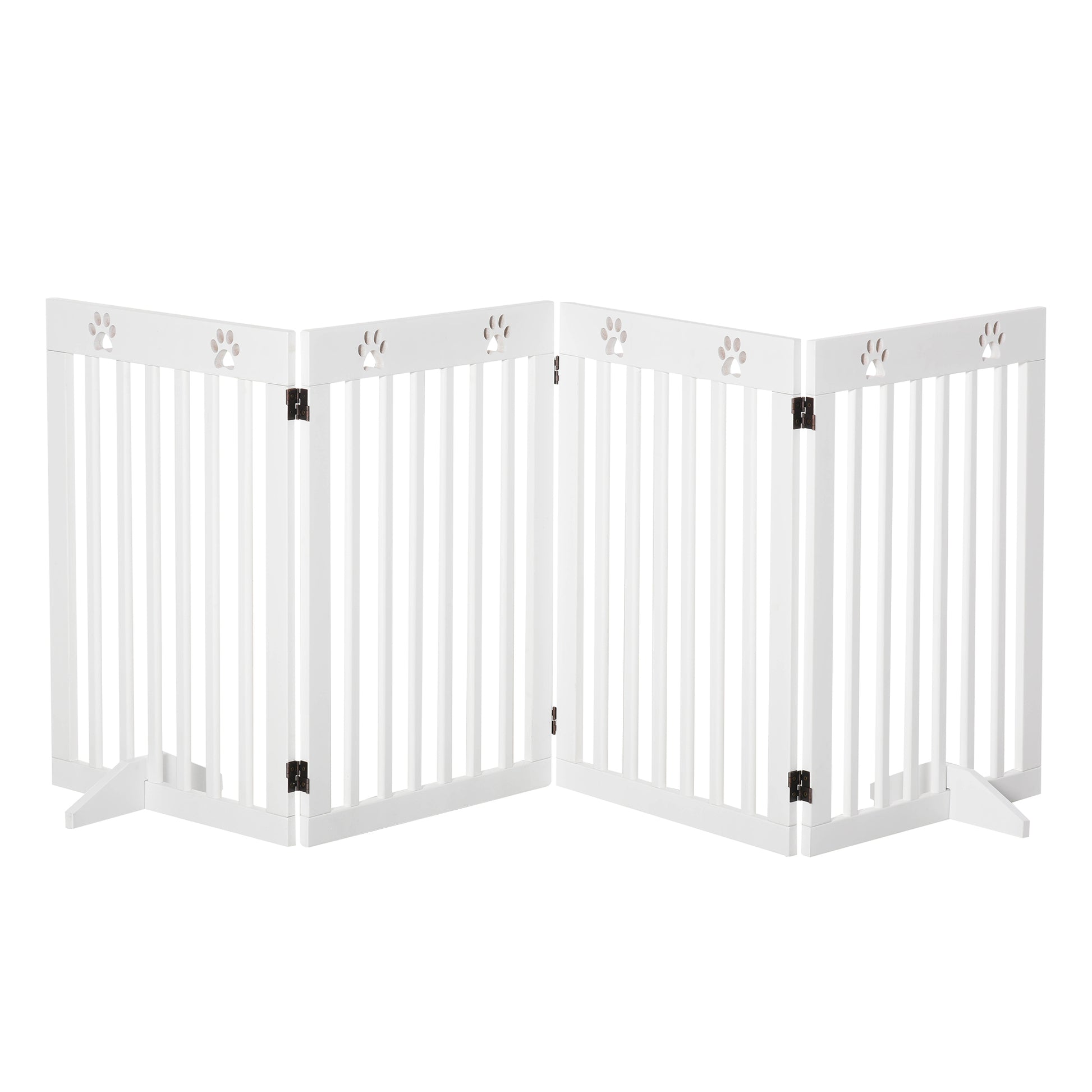Photo of PawHut Wooden Pet Gate Foldable Freestanding Dog Safety Barrier w/ Support Feet in Feet colour on a white background