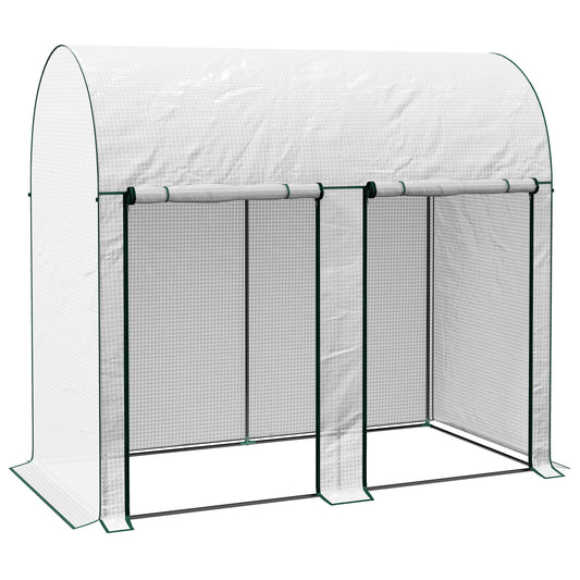 Photo of Outsunny 200 x 100cm Walk-In Greenhouse, with Zipped Doors - White in White colour on a white background