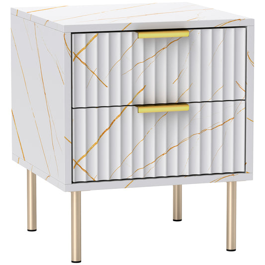 Photo of HOMCOM Elegant Two-Drawer Bedside Table - White in White colour on a white background