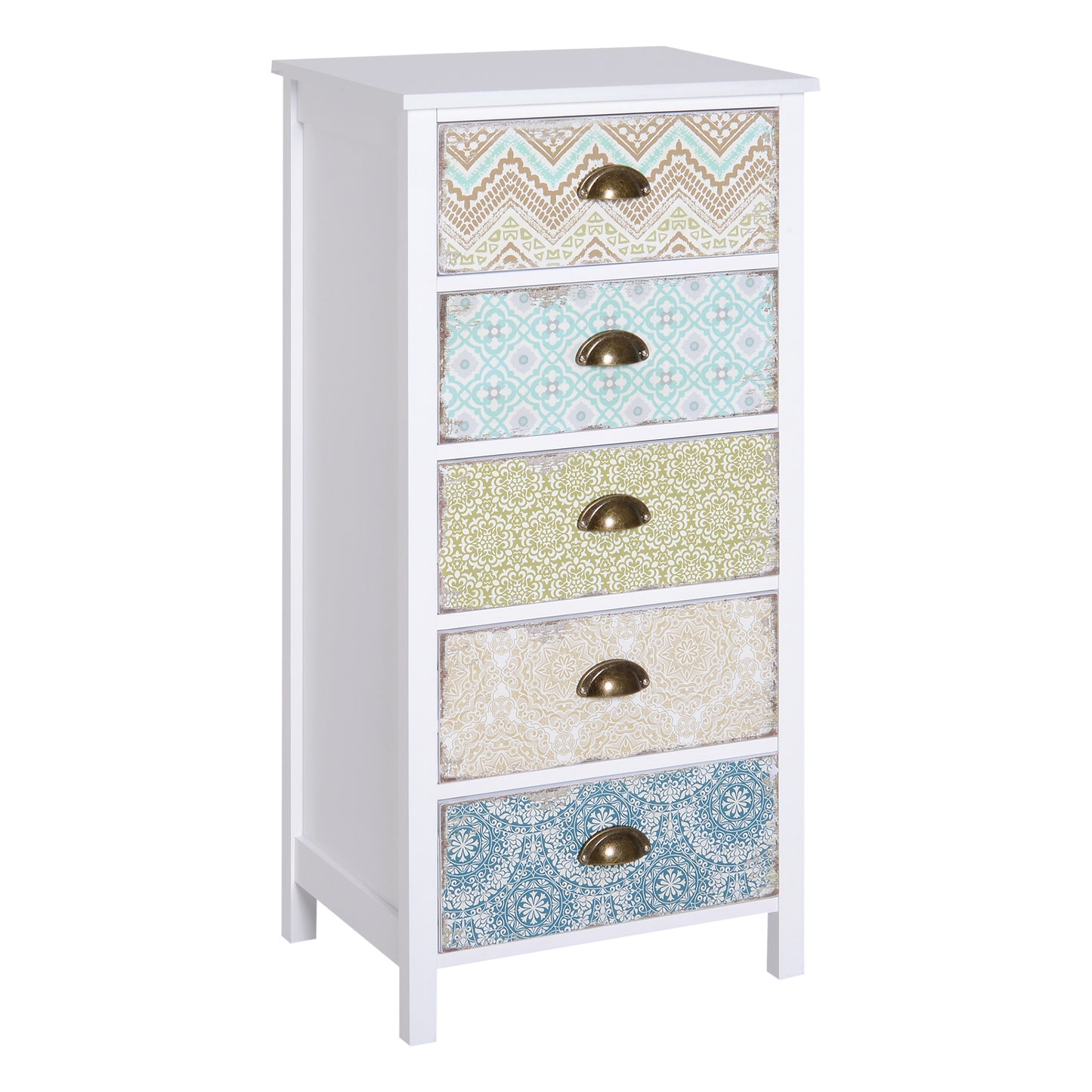 Photo of HOMCOM Chest of 5 Drawers Bedside Cabinet Side Storage Chest Entryway Living Room Bedroom Furniture Organizer Unit in Unit colour on a white background