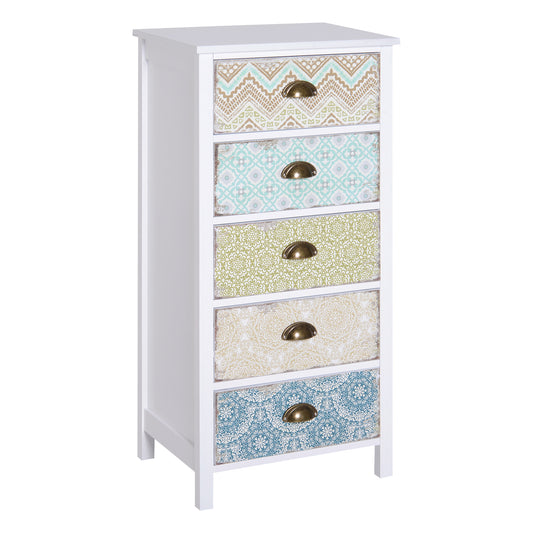 Photo of HOMCOM Chest of 5 Drawers Bedside Cabinet Side Storage Chest Entryway Living Room Bedroom Furniture Organizer Unit in Unit colour on a white background