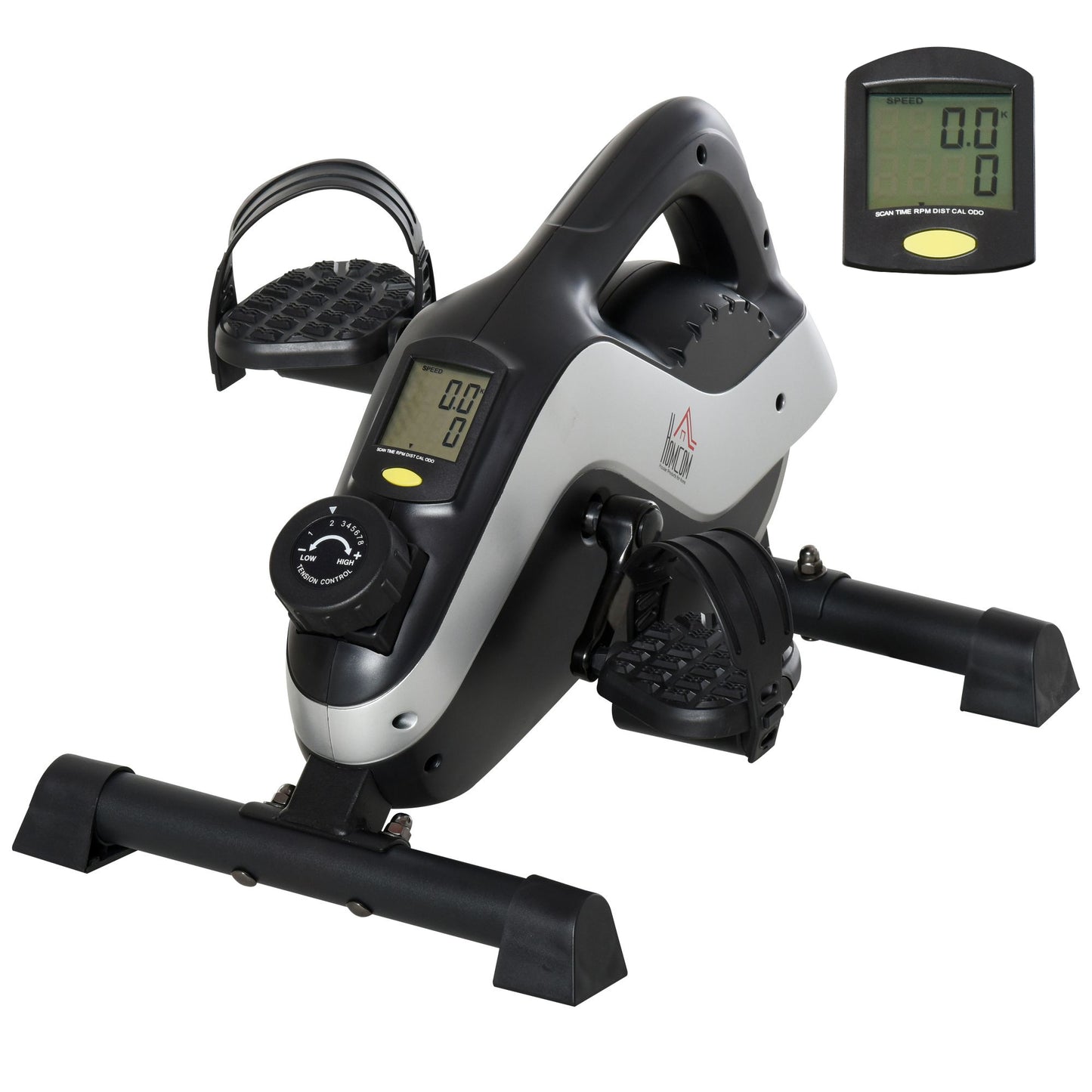 Photo of HOMCOM Portable Pedal Exerciser, Mini Exercise Bike with 8 Levels Magnetic Resistance and LCD Display, Cycle Leg Exerciser Sitting Down in Down colour on a white background