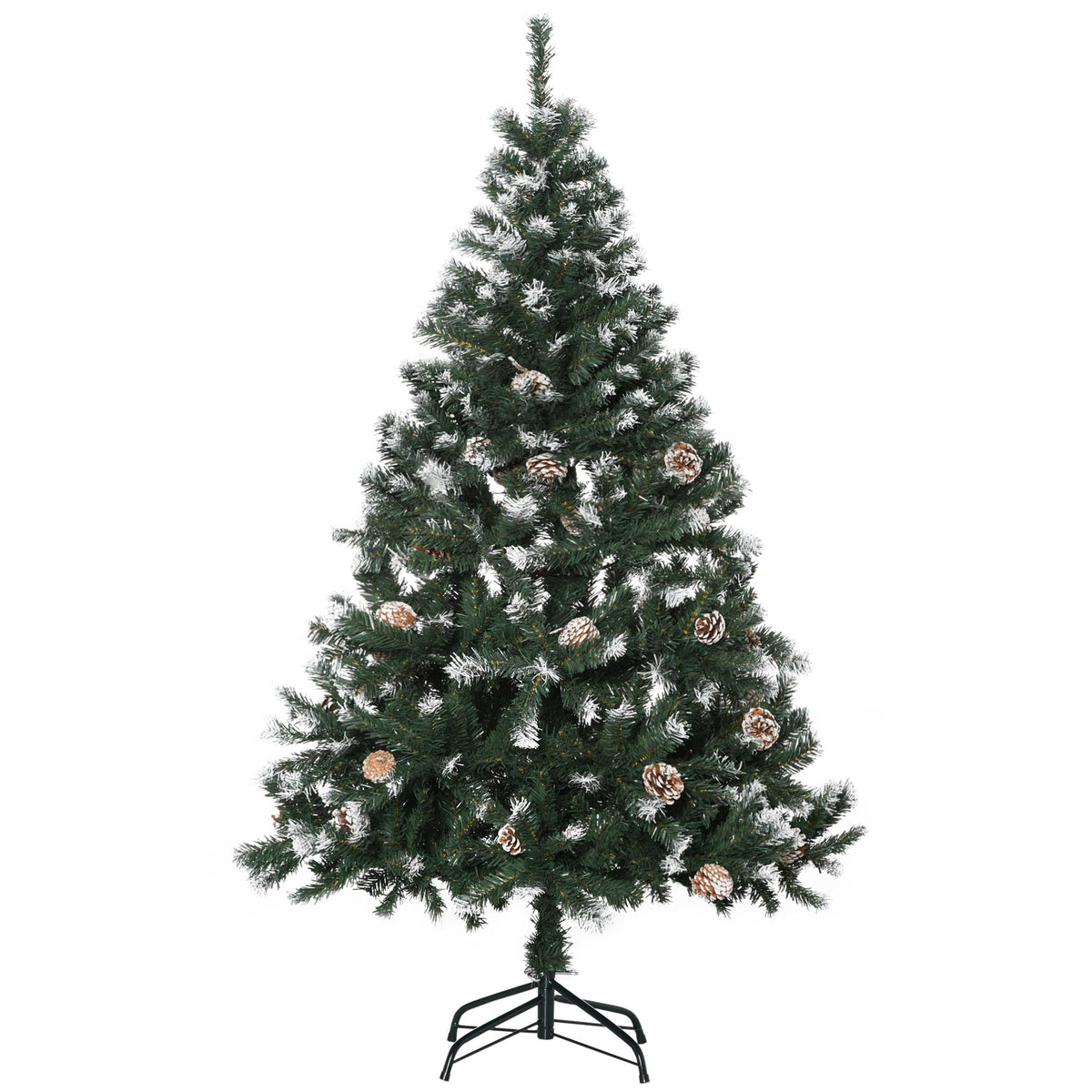 Photo of HOMCOM 5FT Artificial Christmas Tree with Pine Cones, Holiday Home Xmas Decoration Automatic Open, Green in Green colour on a white background